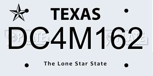 DC4M162 Texas License Plate
