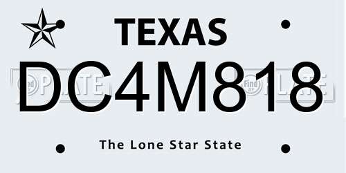 DC4M818 Texas License Plate