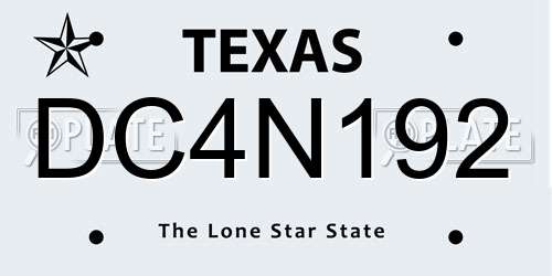 DC4N192 Texas License Plate