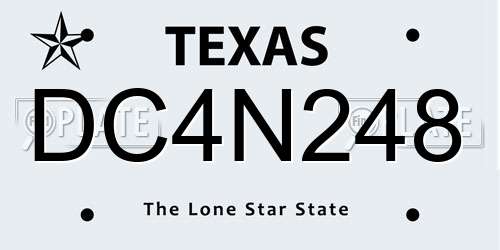 DC4N248 Texas License Plate
