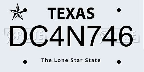 DC4N746 Texas License Plate