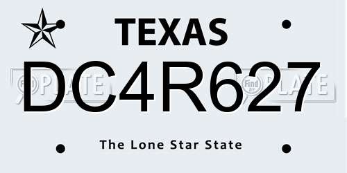 DC4R627 Texas License Plate