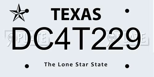 DC4T229 Texas License Plate