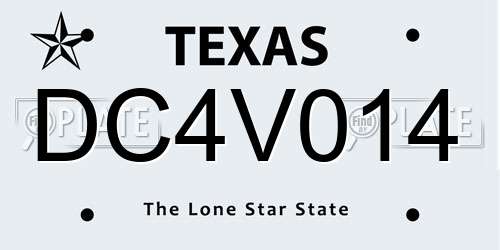 DC4V014 Texas License Plate