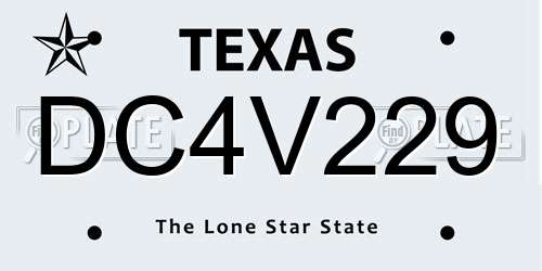 DC4V229 Texas License Plate