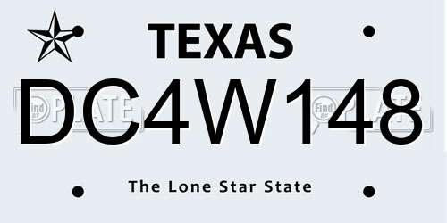 DC4W148 Texas License Plate