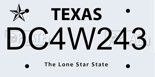 DC4W243 Texas License Plate
