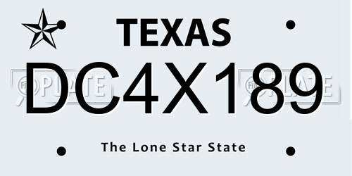 DC4X189 Texas License Plate