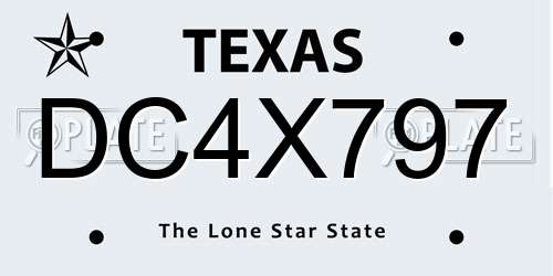 DC4X797 Texas License Plate