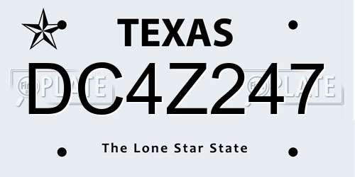 DC4Z247 Texas License Plate