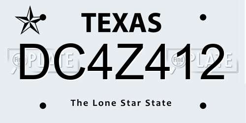 DC4Z412 Texas License Plate