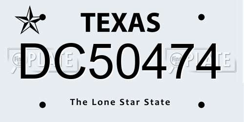 DC50474 Texas License Plate