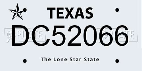 DC52066 Texas License Plate