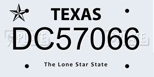 DC57066 Texas License Plate