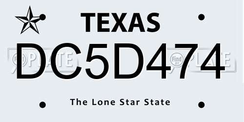 DC5D474 Texas License Plate