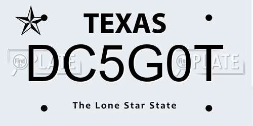 DC5G0T Texas License Plate