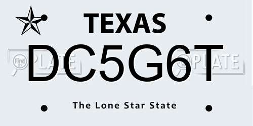 DC5G6T Texas License Plate