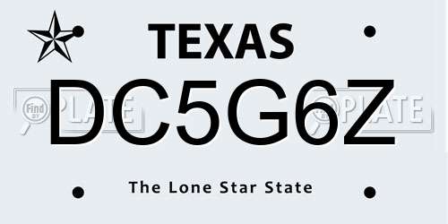 DC5G6Z Texas License Plate