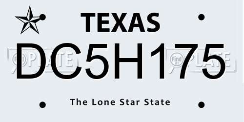 DC5H175 Texas License Plate
