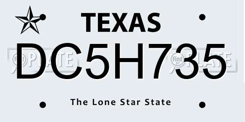 DC5H735 Texas License Plate