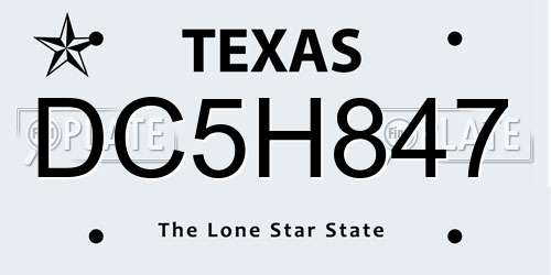 DC5H847 Texas License Plate