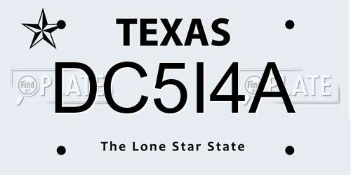 DC5I4A Texas License Plate