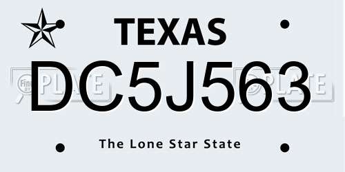 DC5J563 Texas License Plate