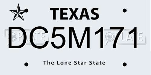 DC5M171 Texas License Plate