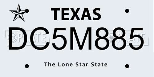 DC5M885 Texas License Plate