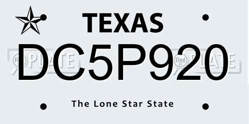 DC5P920 Texas License Plate