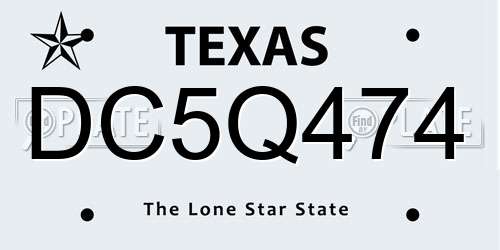 DC5Q474 Texas License Plate