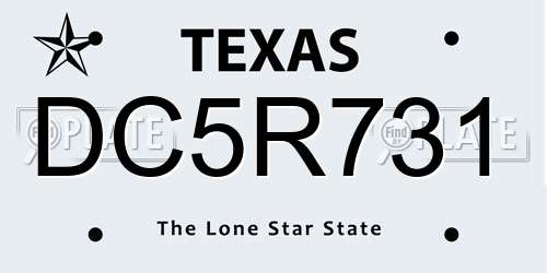 DC5R731 Texas License Plate