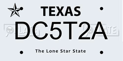 DC5T2A Texas License Plate