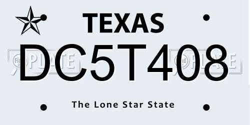 DC5T408 Texas License Plate