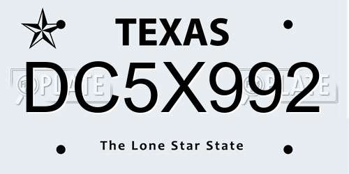 DC5X992 Texas License Plate