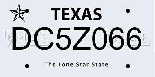 DC5Z066 Texas License Plate