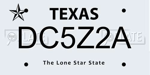 DC5Z2A Texas License Plate