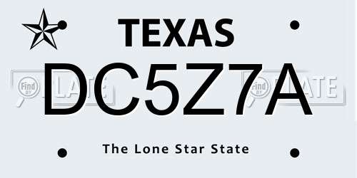 DC5Z7A Texas License Plate