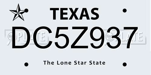 DC5Z937 Texas License Plate