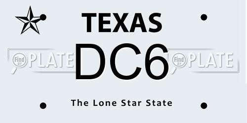 DC6 Texas License Plate