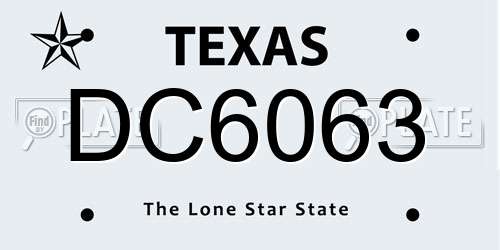 DC6063 Texas License Plate