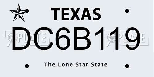 DC6B119 Texas License Plate