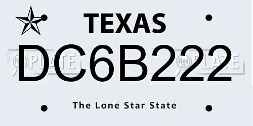 DC6B222 Texas License Plate