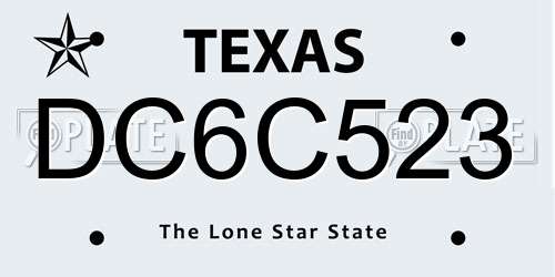 DC6C523 Texas License Plate