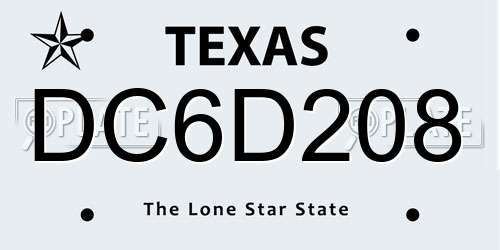 DC6D208 Texas License Plate