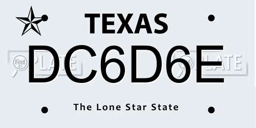 DC6D6E Texas License Plate