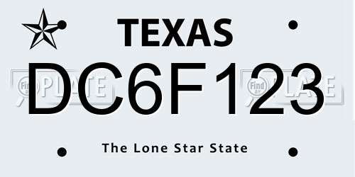 DC6F123 Texas License Plate