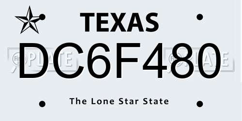 DC6F480 Texas License Plate