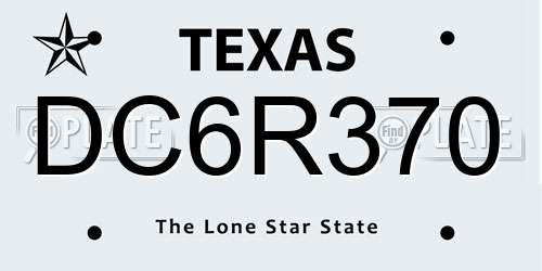 DC6R370 Texas License Plate