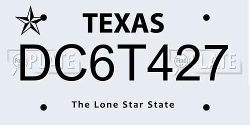 DC6T427 Texas License Plate
